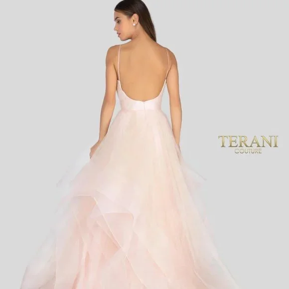 Terani Couture Ruffle Glittery Tulle Ball Gown - Picture 2 of 8